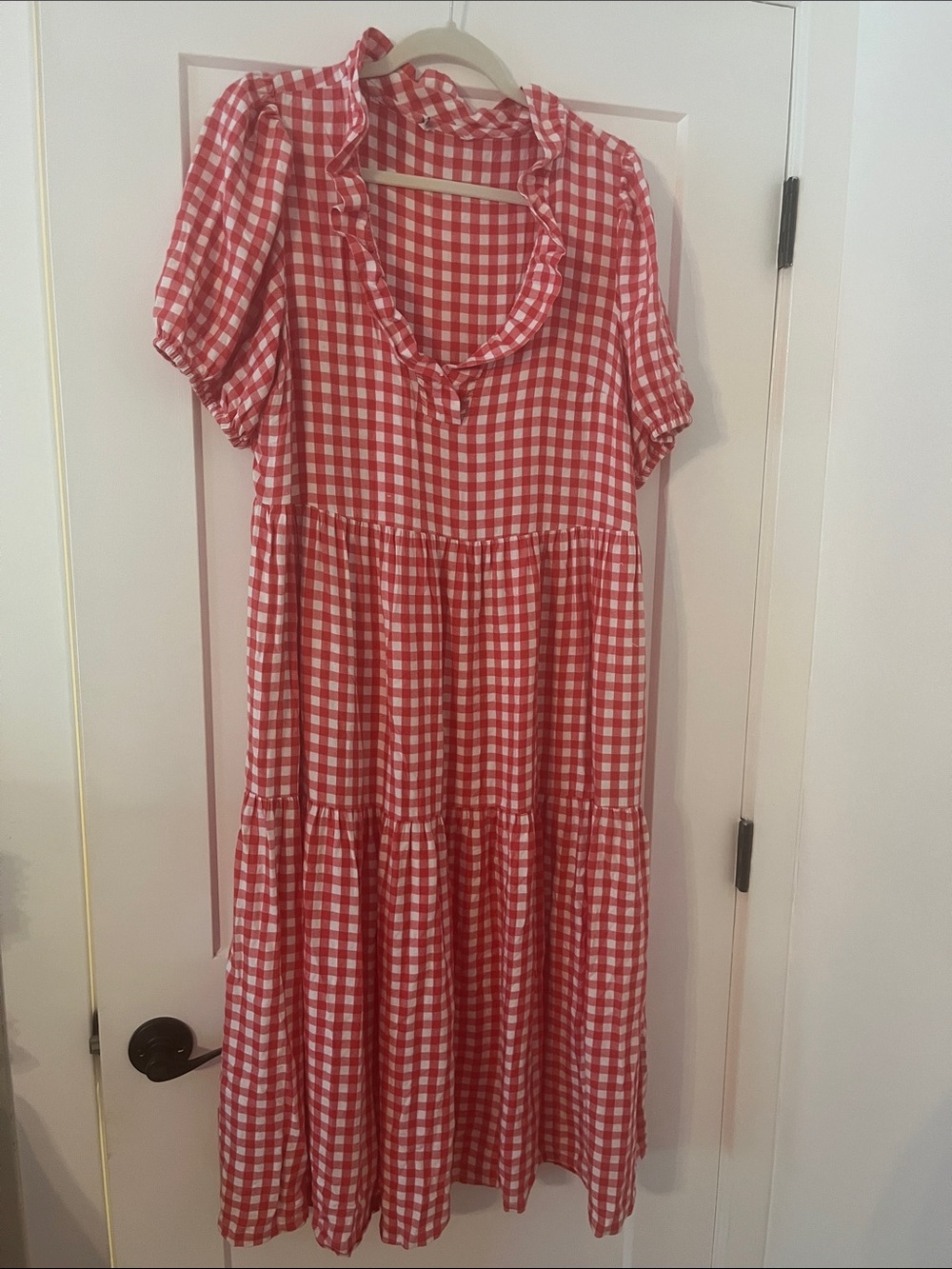 Old Navy Red and White Gingham Midi Dress